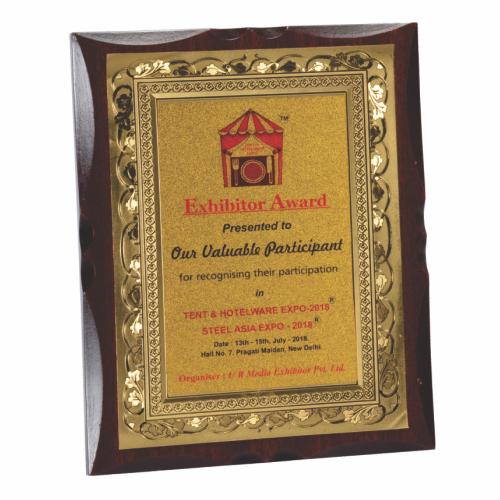 Gold/Silver Foil Plaque for Valuable Participant plaque/trophy