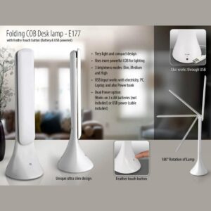 Folding COB Desk Lamp With Feather Touch Button - A portable and adjustable desk lamp with COB technology and a user-friendly feather touch button.