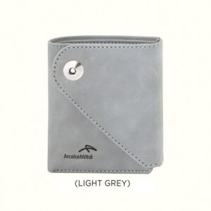 Light Grey Wallet with Button Lock - Stylish and Secure Organizer.