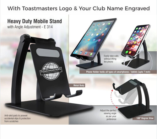 Heavy Duty Mobile Stand with Custom Toastmasters International Logo