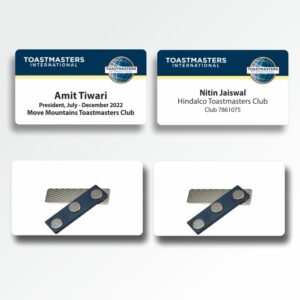 Toastmasters International Club EC & Member Badges for recognition and identification.