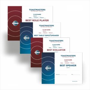 Toastmasters Club Meeting Certificates for recognition and documentation.