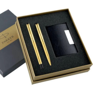 Parker Vector Gold Trim Roller & Ball Pen - A set of Parker pens with gold trim.