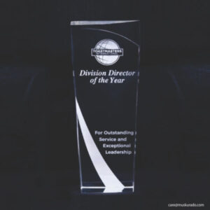 A Division Director of the Year Plaque with a black base and white color highlighting plate available for purchase on muskurado.com